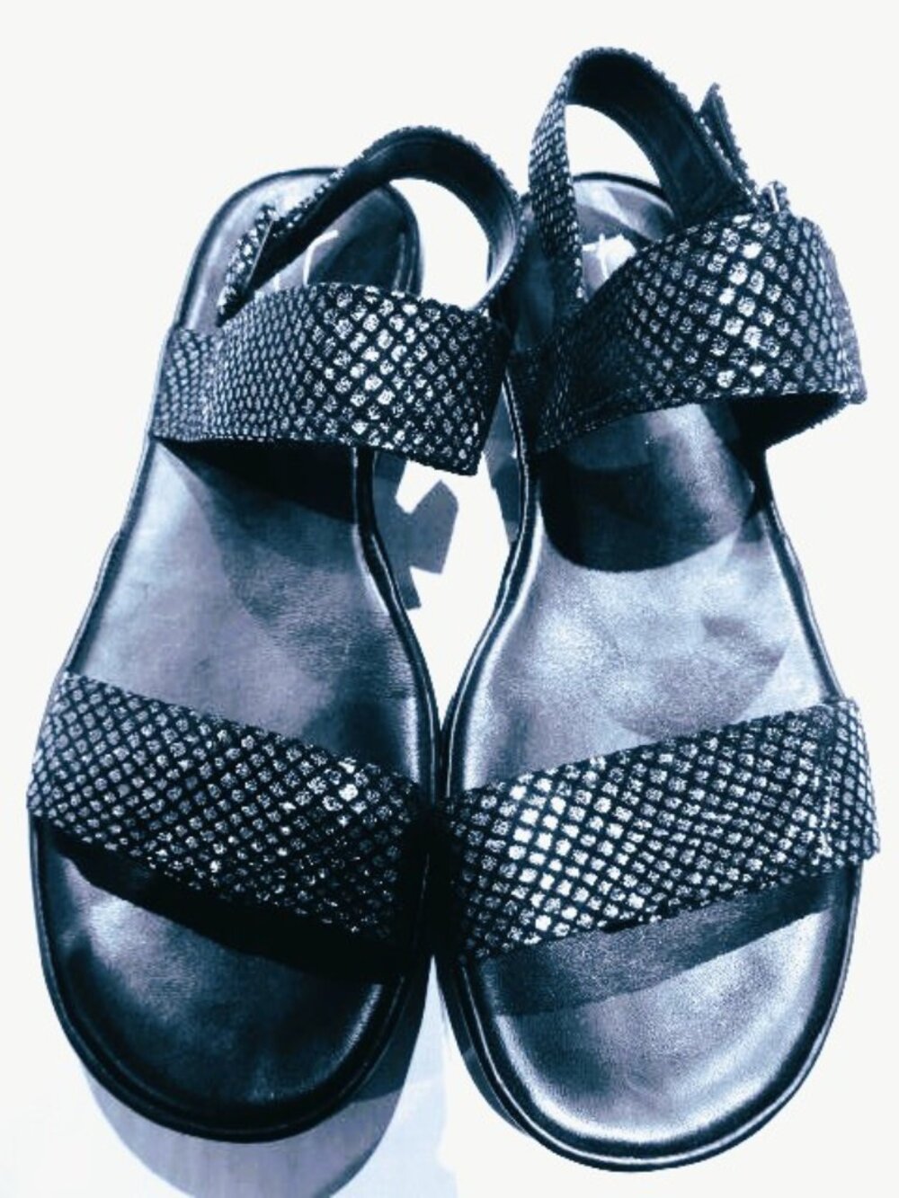 Thierry Rabotin UNO Black & Silver Wedge Sandals in EU 41 / US 10